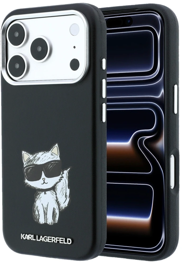 Dėklas Karl Lagerfeld Smooth Choupette Sketch MagSafe Case for iPhone 18 Pro / 17 Pro / 18 Pro - Juodas