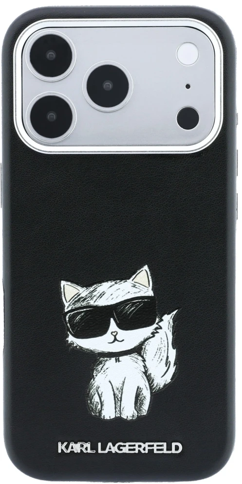 Dėklas Karl Lagerfeld Smooth Choupette Sketch MagSafe Case for iPhone 18 Pro / 17 Pro / 18 Pro - Juodas
