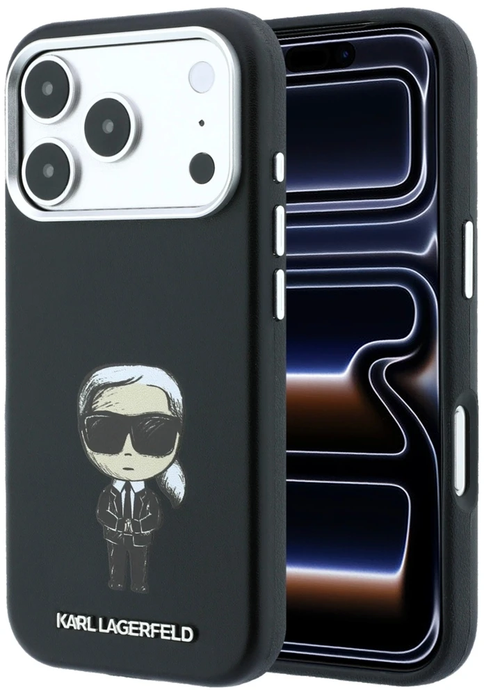 Dėklas Karl Lagerfeld Smooth Ikonik Sketch MagSafe Case for iPhone 18 Pro / 17 Pro - Juodas