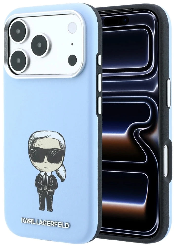 Dėklas Karl Lagerfeld Smooth Ikonik Sketch MagSafe case for iPhone 18 Pro / 17 Pro - light mėlynas