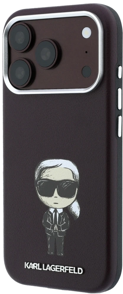 Karl Lagerfeld Smooth Ikonik Sketch MagSafe dėklas, skirtas iPhone 18 Pro / 17 Pro – bordo spalvos