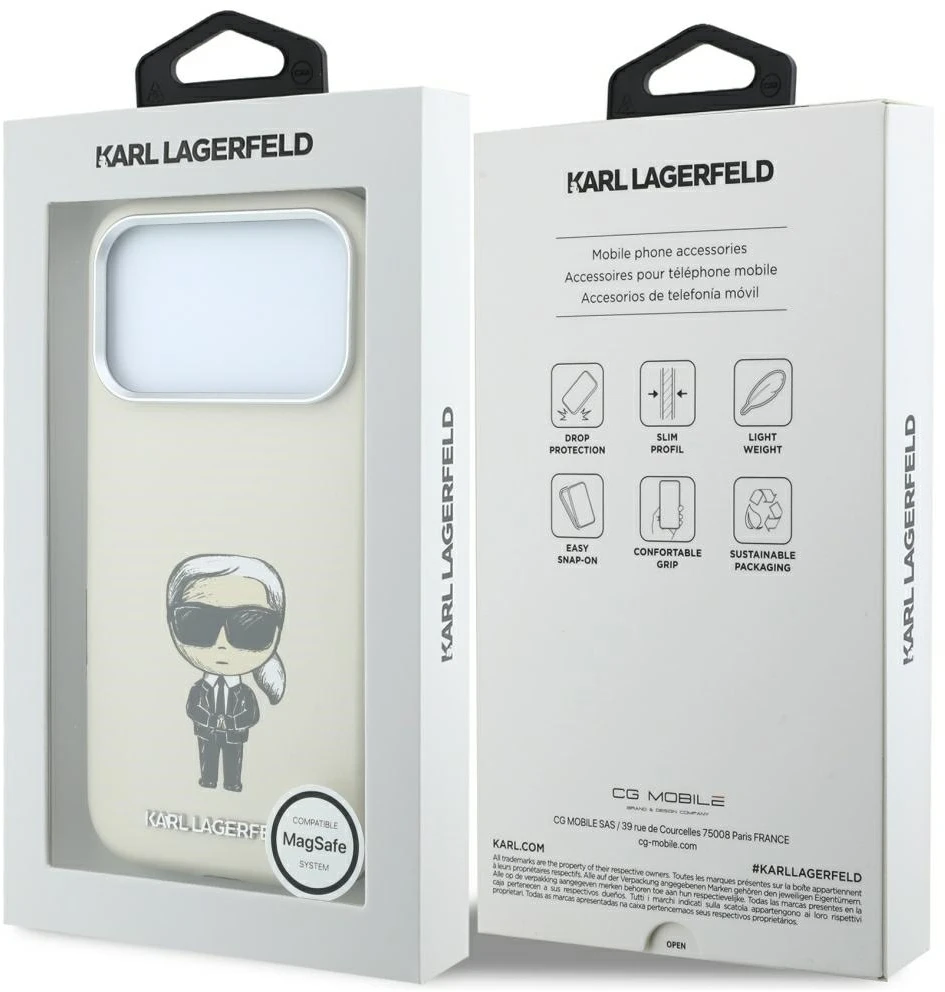 Dėklas Karl Lagerfeld Smooth Ikonik Sketch MagSafe Case for iPhone 18 Pro / 17 Pro - rusvai gelsvas