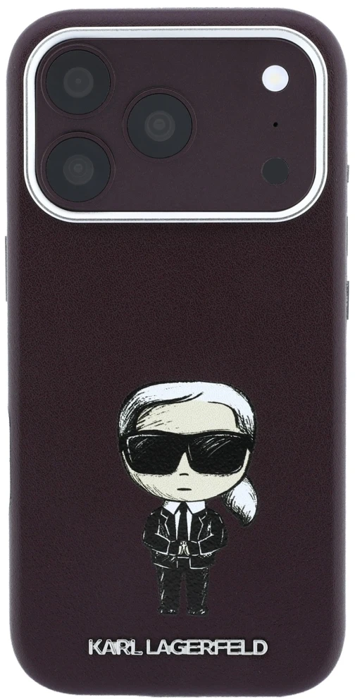 Karl Lagerfeld Smooth Ikonik Sketch MagSafe dėklas, skirtas iPhone 18 Pro / 17 Pro – bordo spalvos