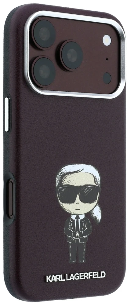 Karl Lagerfeld Smooth Ikonik Sketch MagSafe dėklas, skirtas iPhone 18 Pro / 17 Pro – bordo spalvos