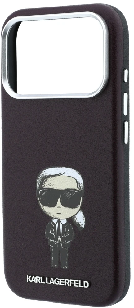 Karl Lagerfeld Smooth Ikonik Sketch MagSafe dėklas, skirtas iPhone 18 Pro / 17 Pro – bordo spalvos