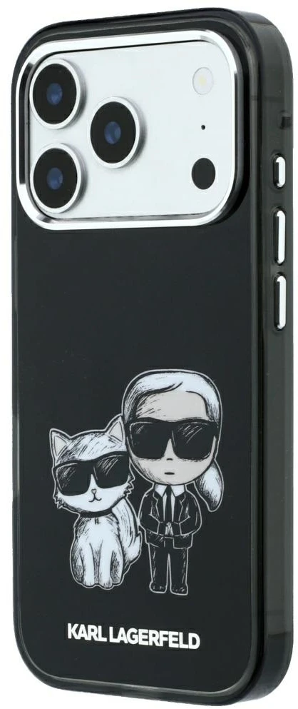Dėklas Karl Lagerfeld Smooth Karl & Choupette Bodies Sketch MagSafe do iPhone 18 Pro / 17 Pro juoda
