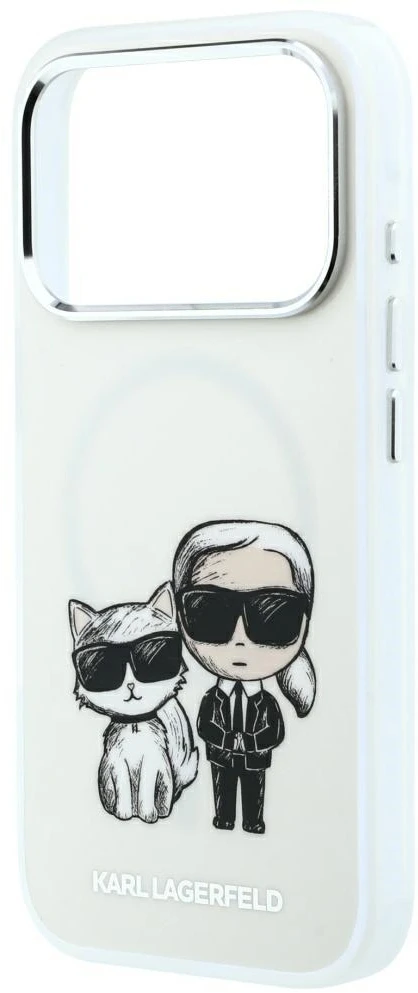 Dėklas Karl Lagerfeld Smooth Karl & Choupette Bodies Sketch MagSafe Case for iPhone 18 Pro / 17 Pro - rusvai gelsvas