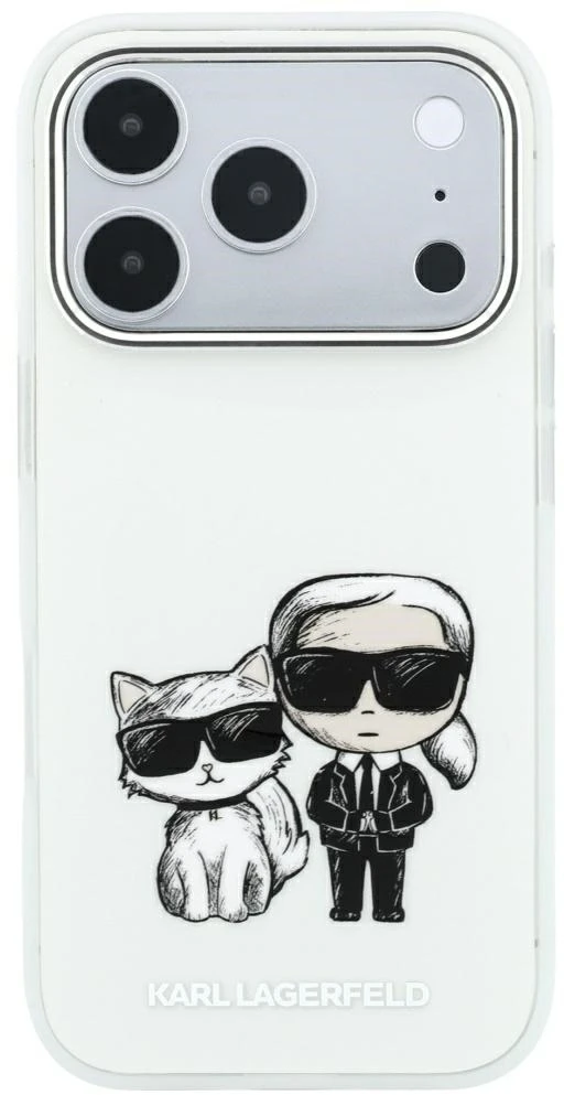 Dėklas Karl Lagerfeld Smooth Karl & Choupette Bodies Sketch MagSafe Case for iPhone 18 Pro / 17 Pro - rusvai gelsvas