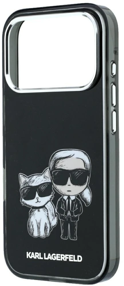Dėklas Karl Lagerfeld Smooth Karl & Choupette Bodies Sketch MagSafe do iPhone 18 Pro / 17 Pro juoda