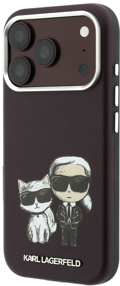 Dėklas Karl Lagerfeld Smooth Karl & Choupette Bodies Sketch MagSafe case for iPhone 18 Pro / 17 Pro - burgundy