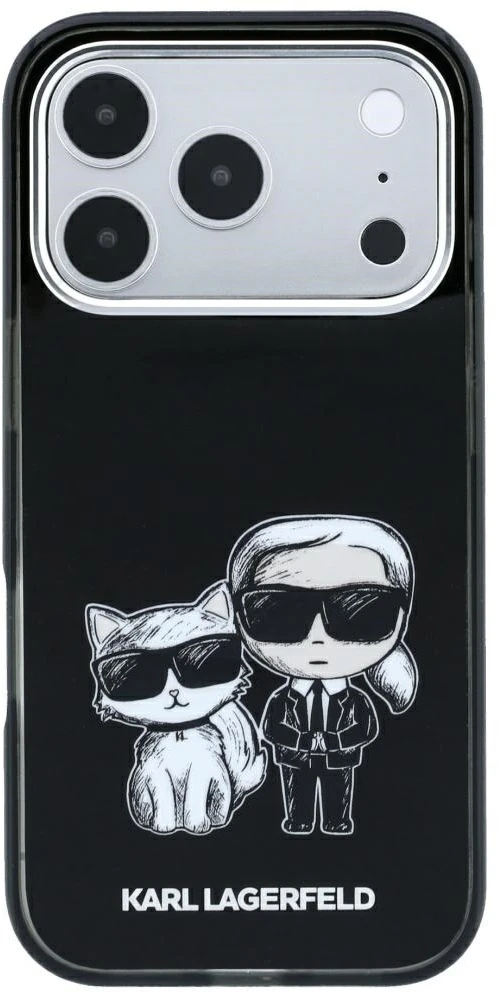 Dėklas Karl Lagerfeld Smooth Karl & Choupette Bodies Sketch MagSafe do iPhone 18 Pro / 17 Pro juoda
