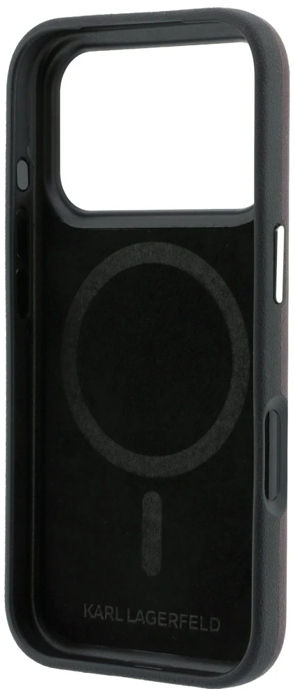 Dėklas Karl Lagerfeld Smooth Karl & Choupette Bodies Sketch MagSafe case for iPhone 18 Pro / 17 Pro - burgundy