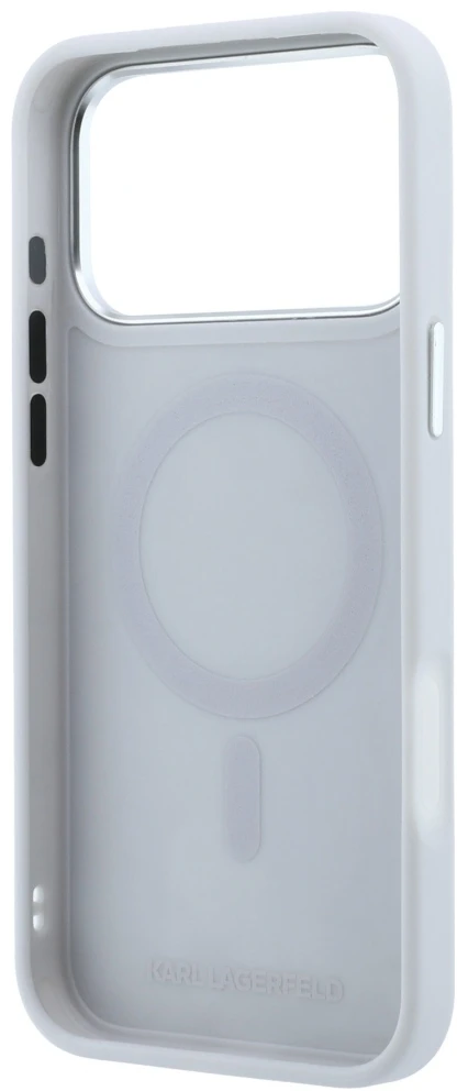 Dėklas Cg Mobile Sas Karl Lagerfeld with Ring Stand 360 Karl Head Pin MagSafe case for Iphone 18 Pro / 17 Pro pilka
