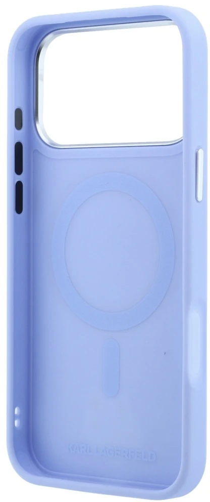 Dėklas Cg Mobile Sas Karl Lagerfeld with Ring Stand 360 Choupette Head Pin MagSafe case for Iphone 18 Pro / 17 Pro mėlynas