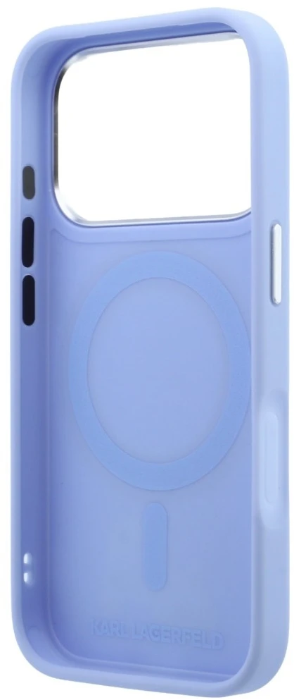 Dėklas Karl Lagerfeld su 360° žiediniu stovu Karl & Choupette Heads Pin MagSafe, skirtas iPhone 18 Pro/17 Pro