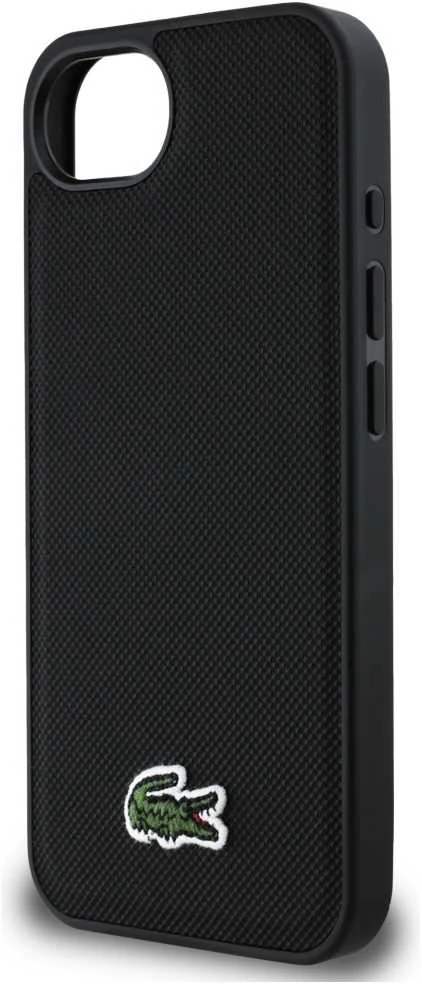Lacoste Iconic Petit Pique Woven Logo MagSafe dėklas skirtas Apple iPhone 16e juodos spalvos