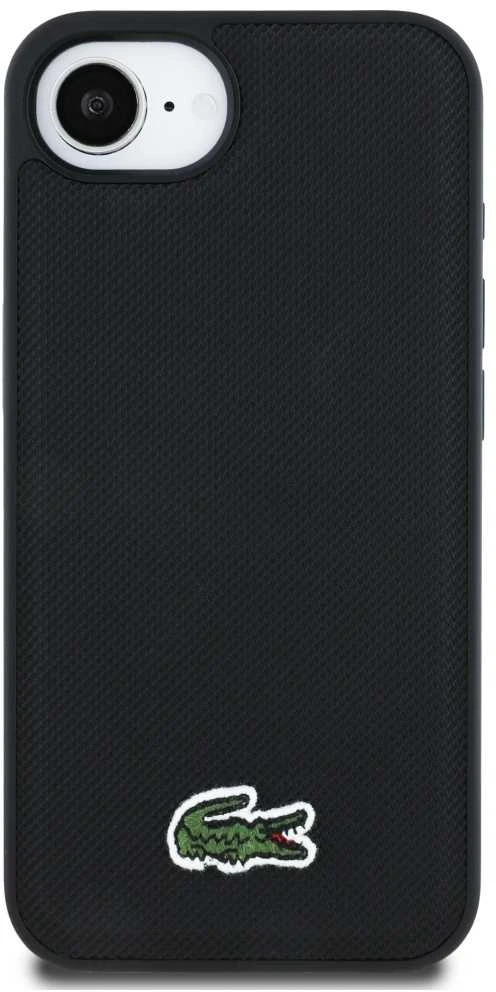Lacoste Iconic Petit Pique Woven Logo MagSafe dėklas skirtas Apple iPhone 16e juodos spalvos