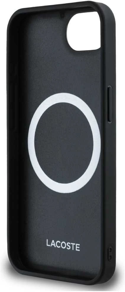 Lacoste Iconic Petit Pique Woven Logo MagSafe dėklas skirtas Apple iPhone 16e juodos spalvos