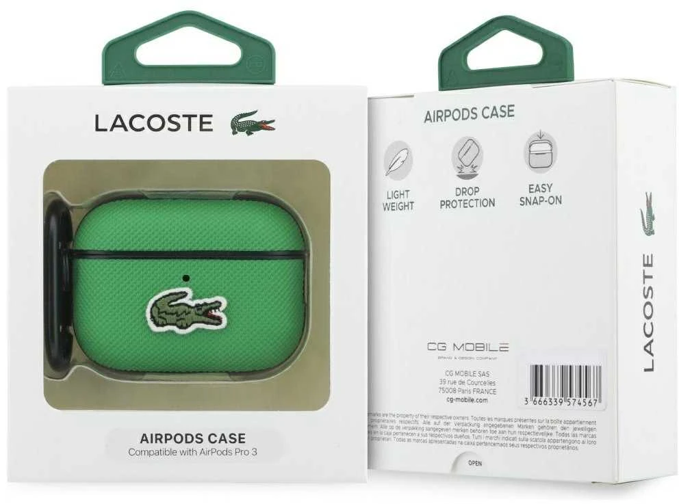 Lacoste Petit Pique Croc Logo Patch dėklas skirtas AirPods Pro 3 Žalias