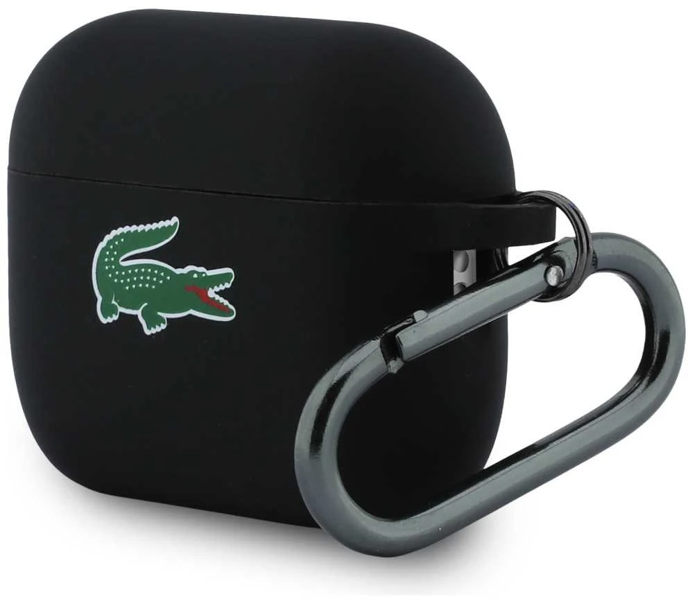 Lacoste Liquid Silicone Croc Logo dėklas skirtas Apple AirPods Pro 3 juodos spalvos