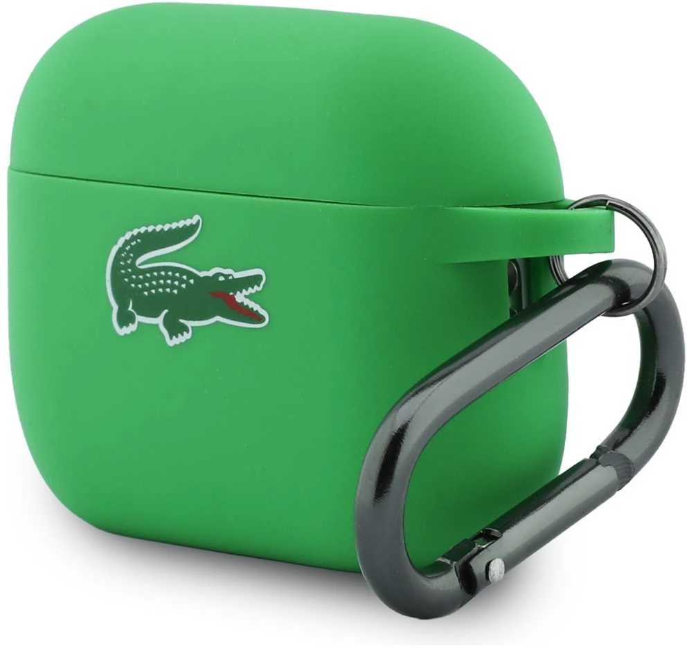Lacoste Liquid Silicone Croc Logo dėklas skirtas Apple AirPods Pro 3 žalios spalvos