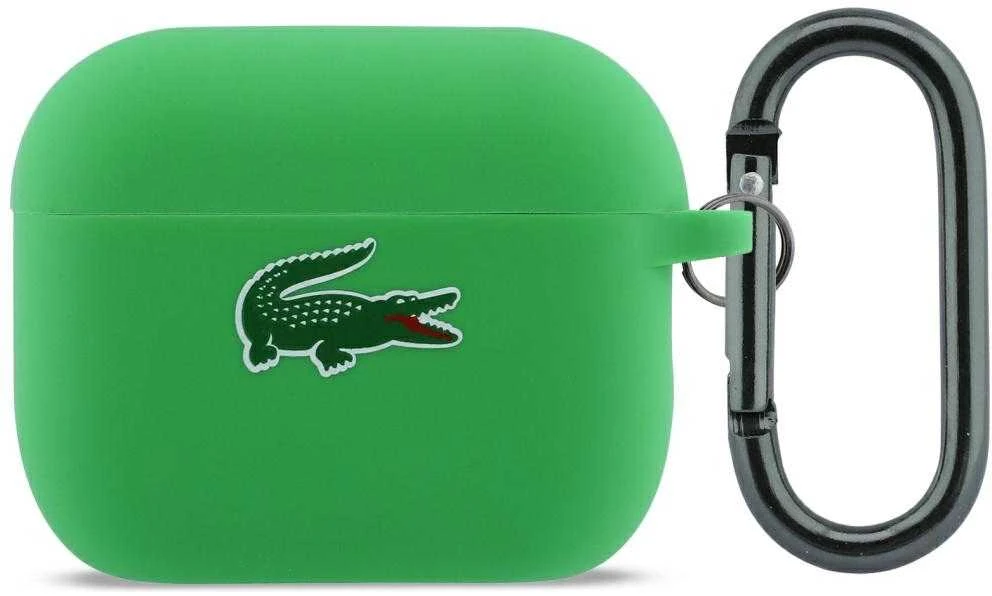 Lacoste Liquid Silicone Croc Logo dėklas skirtas Apple AirPods Pro 3 žalios spalvos
