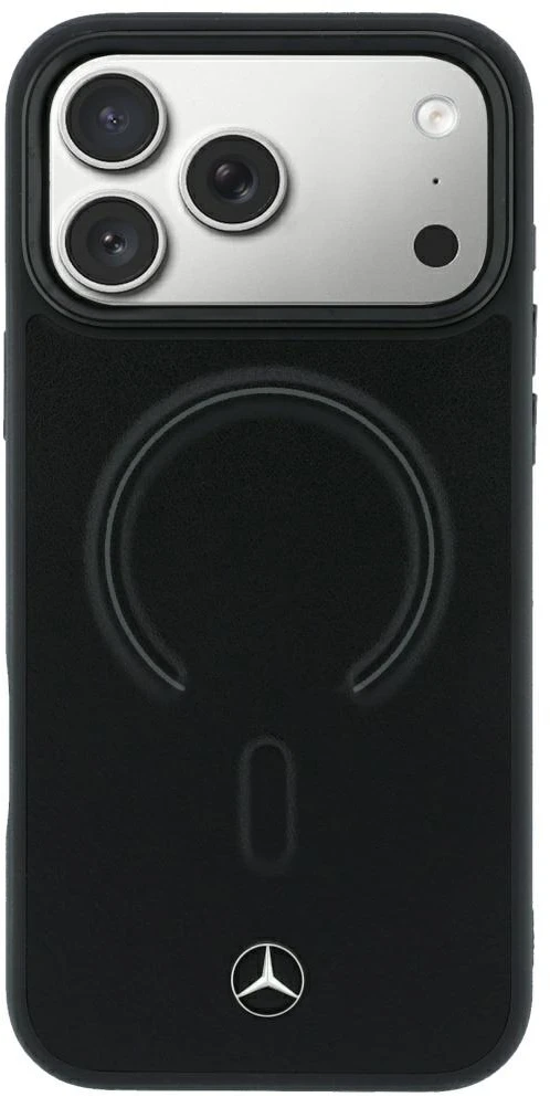 Dėklas Mercedes Leather 3D MagSafe do iPhone 18 Pro / 17 Pro juoda
