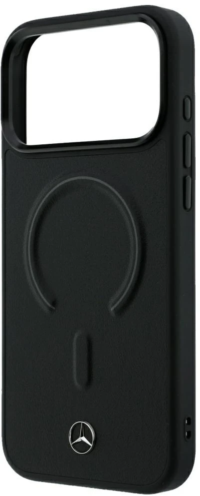 Dėklas Mercedes Leather 3D MagSafe do iPhone 18 Pro Max / 17 Pro Max juoda