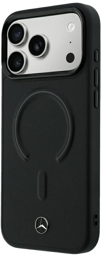 Dėklas Mercedes Leather 3D MagSafe do iPhone 18 Pro / 17 Pro juoda