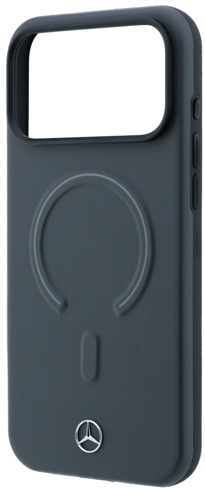 Dėklas Mercedes Leather 3D MagSafe do iPhone 18 Pro Max / 17 Pro Max antracytowy