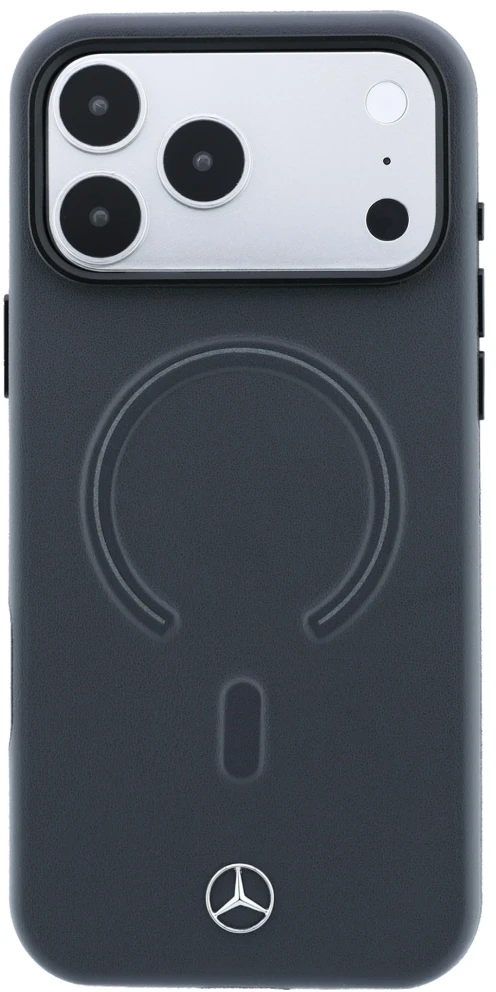 Dėklas Mercedes Leather 3D MagSafe do iPhone 18 Pro Max / 17 Pro Max antracytowy