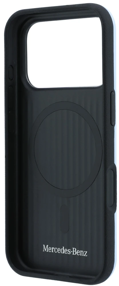 Dėklas Mercedes Leather Semi Wrap Iconic Line MagSafe do iPhone 18 Pro Max / 17 Pro Max mėlyna