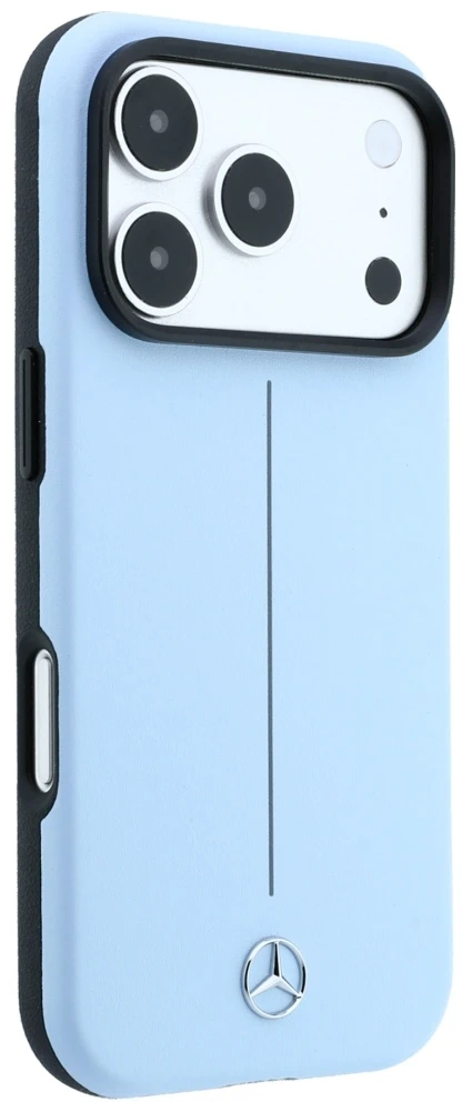 Dėklas Mercedes Leather Semi Wrap Iconic Line MagSafe do iPhone 18 Pro Max / 17 Pro Max mėlyna