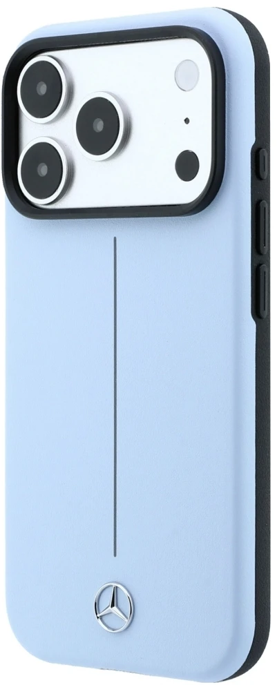 Dėklas Mercedes Leather Semi Wrap Iconic Line MagSafe do iPhone 18 Pro Max / 17 Pro Max mėlyna