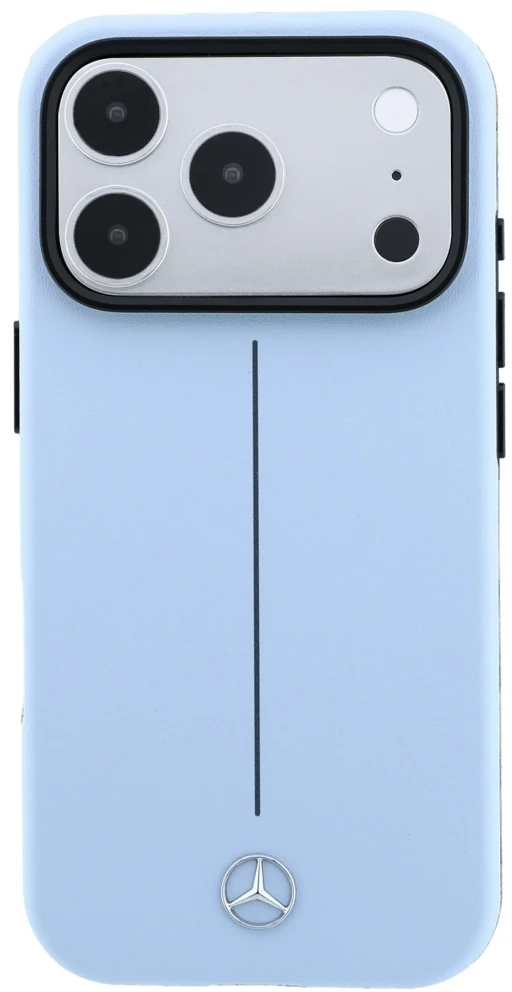 Dėklas Mercedes Leather Semi Wrap Iconic Line MagSafe do iPhone 18 Pro Max / 17 Pro Max mėlyna