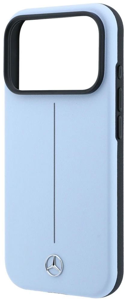 Dėklas Mercedes Leather Semi Wrap Iconic Line MagSafe do iPhone 18 Pro Max / 17 Pro Max mėlyna