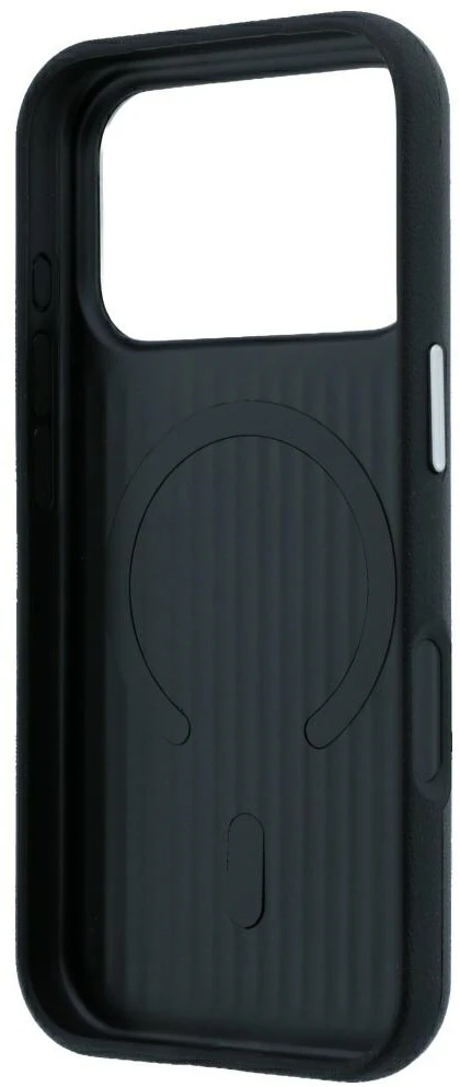 Dėklas Mercedes Leather Semi Wrap Iconic Line MagSafe Case for iPhone 18 Pro Max / 17 Pro Max - Juodas