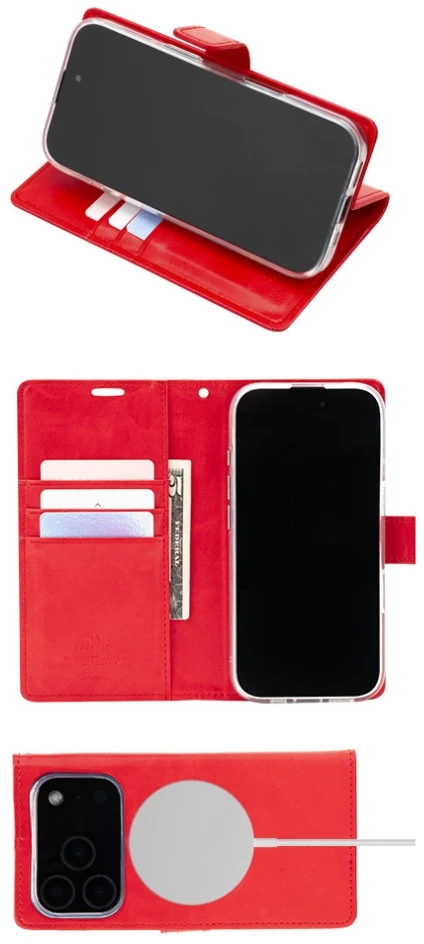 Mercury BlueMoon Diary MagSafe Dėklas skirtas iPhone 17 Pro / 18 Pro Raudona