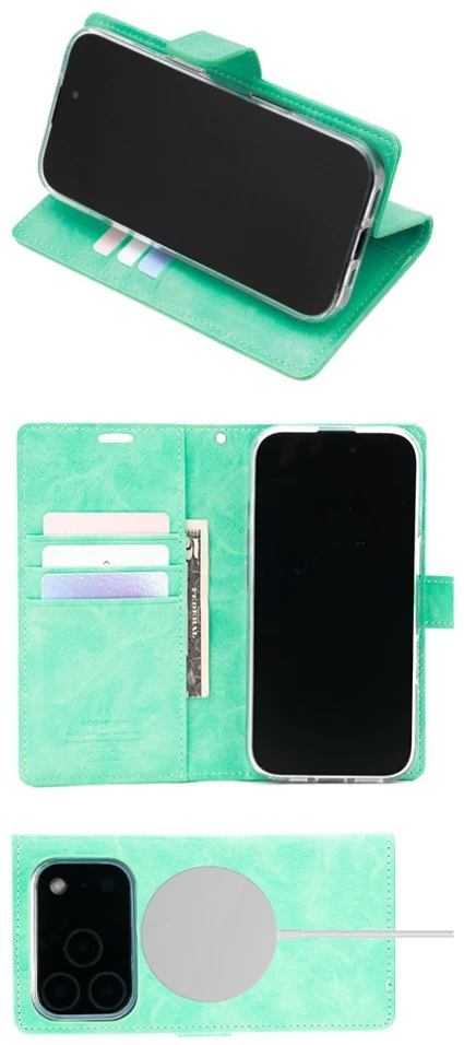 Mercury BlueMoon Diary MagSafe Dėklas skirtas iPhone 17 Pro / 18 Pro Mint