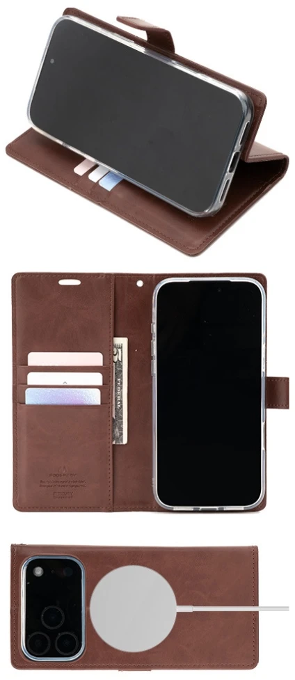 Mercury BlueMoon Diary MagSafe Dėklas skirtas iPhone 17 Pro Max / 18 Pro Max Brown