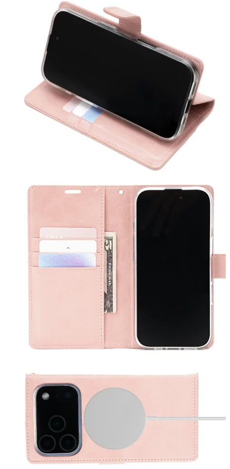 Mercury BlueMoon Diary MagSafe Dėklas skirtas iPhone 17 Pro / 18 Pro Rose Gold