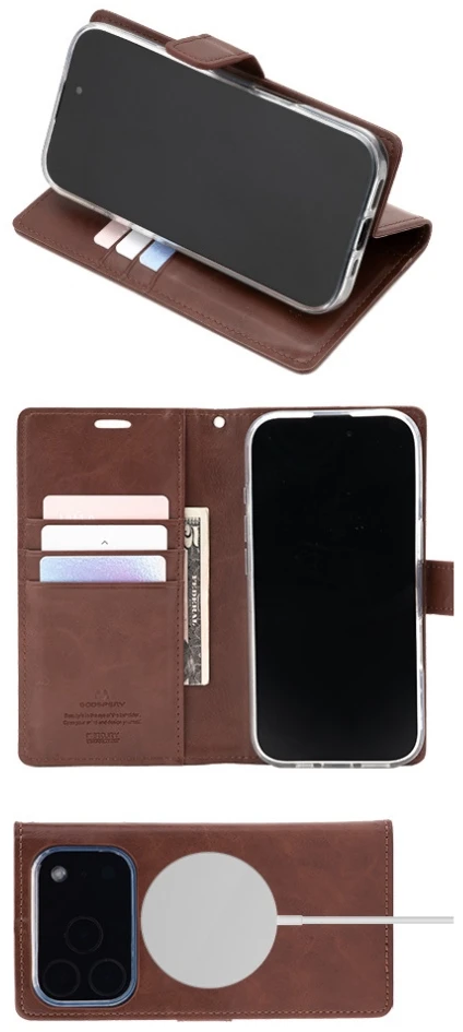 Mercury BlueMoon Diary MagSafe Dėklas skirtas iPhone 17 Pro / 18 Pro Brown