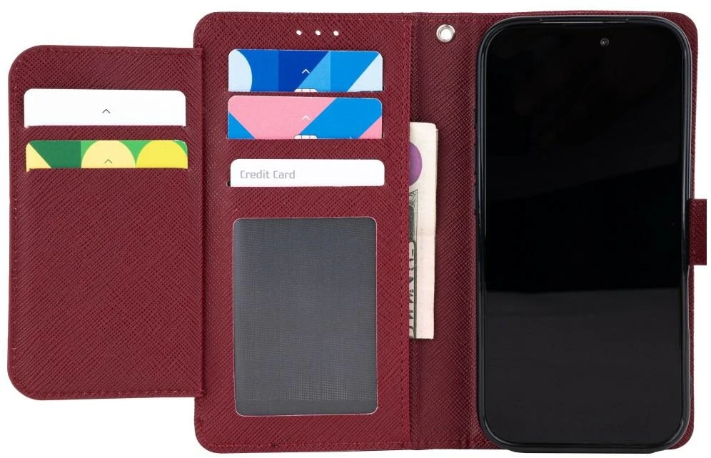 Dėklas Mercury Essential Diary do iPhone 17 Pro / 18 Pro bordinė/wine