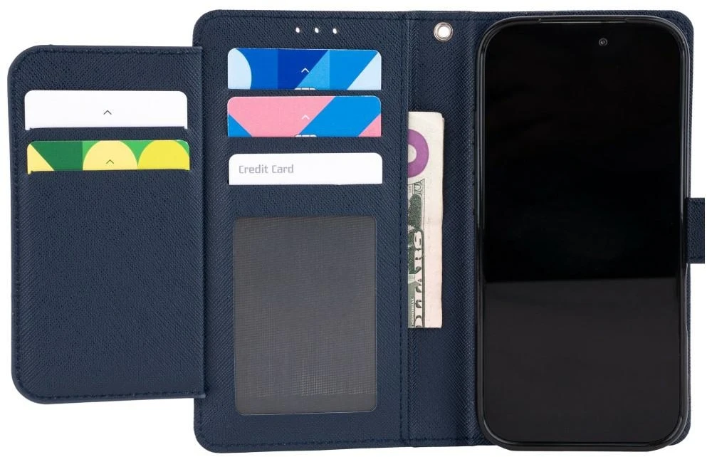 Dėklas Mercury Essential Diary do iPhone 17 Pro / 18 Pro tamsiai mėlyna