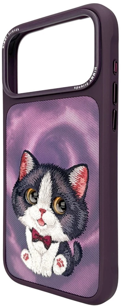 Dėklas NIMMY case BIG EYED CREAM CAT for IPHONE 18 Pro/17 Pro violetinė