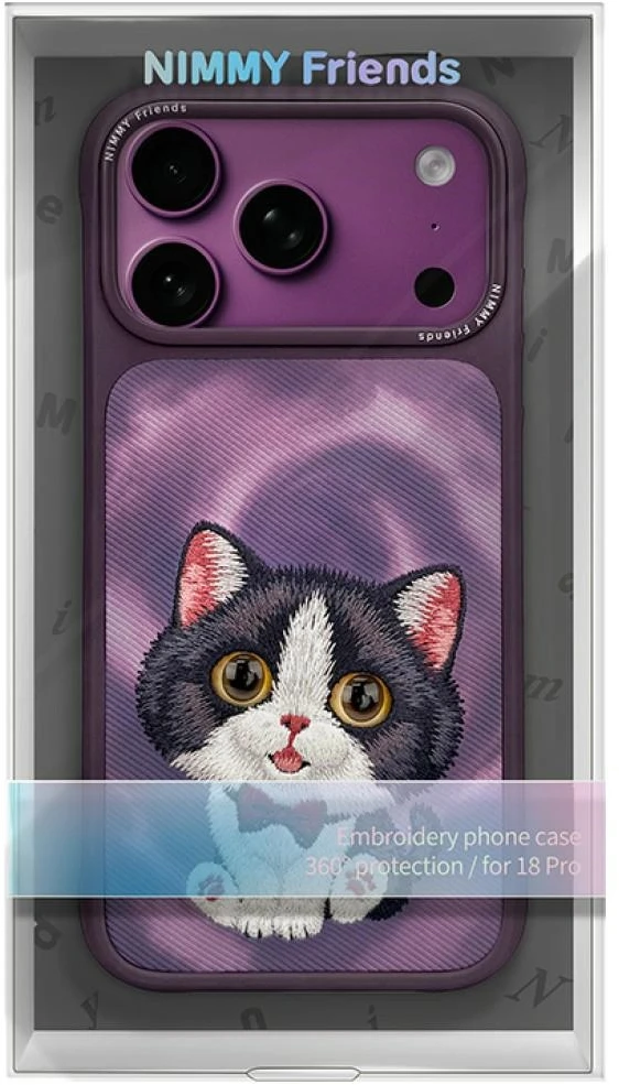 Dėklas NIMMY case BIG EYED CREAM CAT for IPHONE 18 Pro/17 Pro violetinė
