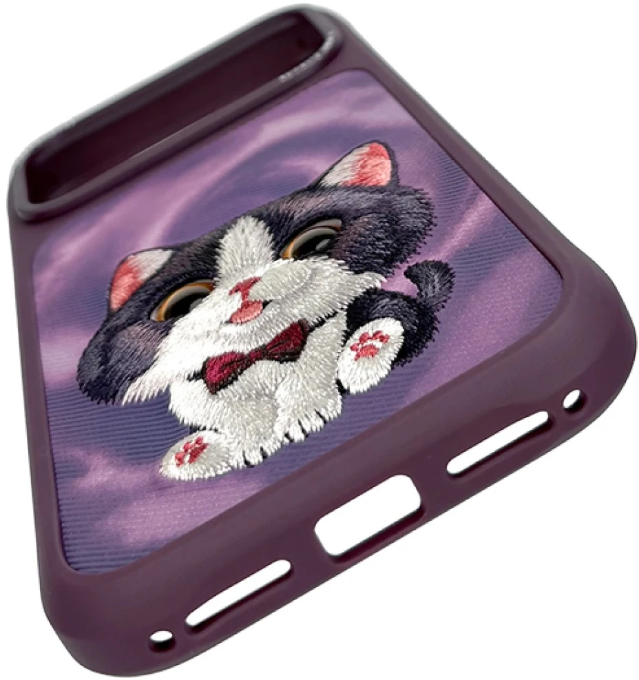 Dėklas NIMMY case BIG EYED CREAM CAT for IPHONE 18 Pro/17 Pro violetinė