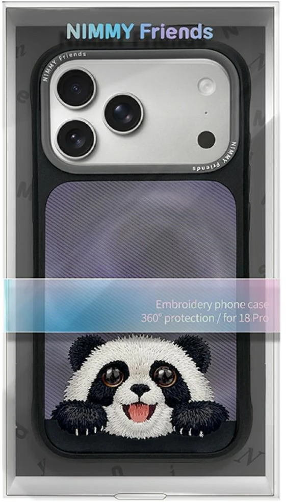 Dėklas NIMMY case BIG EYED LYING GIANT PANDA compatible with MagSafe for IPHONE 18 Pro Max/17 Pro Max juodas