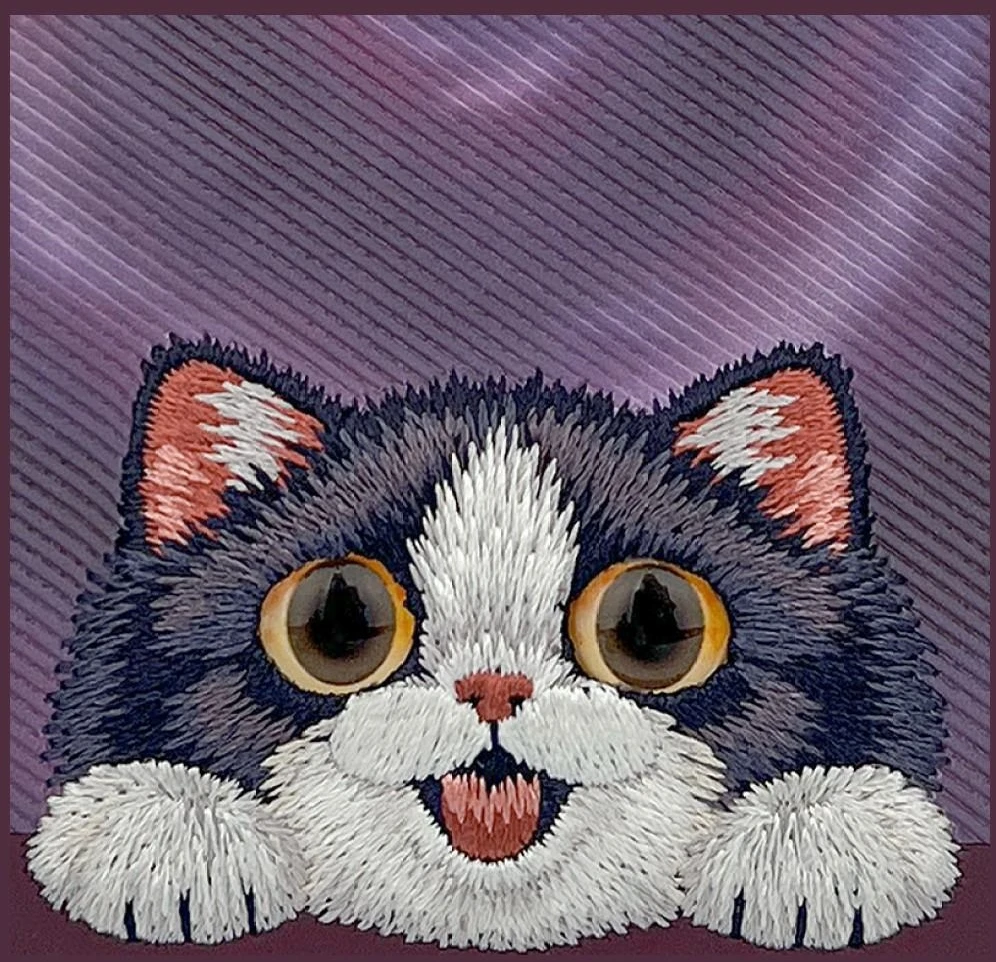 Dėklas NIMMY case BIG EYED LYING CREAM CAT compatible with MagSafe for IPHONE 18 Pro Max/17 Pro Max violetinė