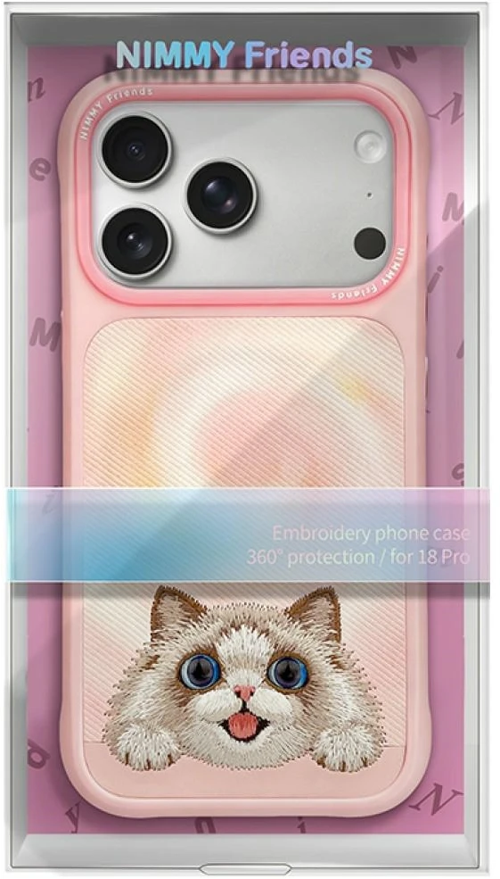 Dėklas NIMMY case BIG EYED LYING RAGDOLL CAT compatible with MagSafe for IPHONE 18 Pro/17 Pro pink